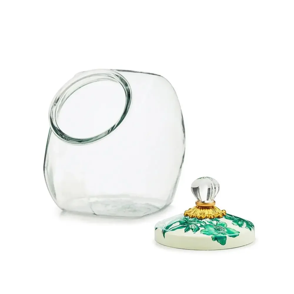 NEW Mackenzie-Childs Emerald English Garden Cookie Jar in Original Box